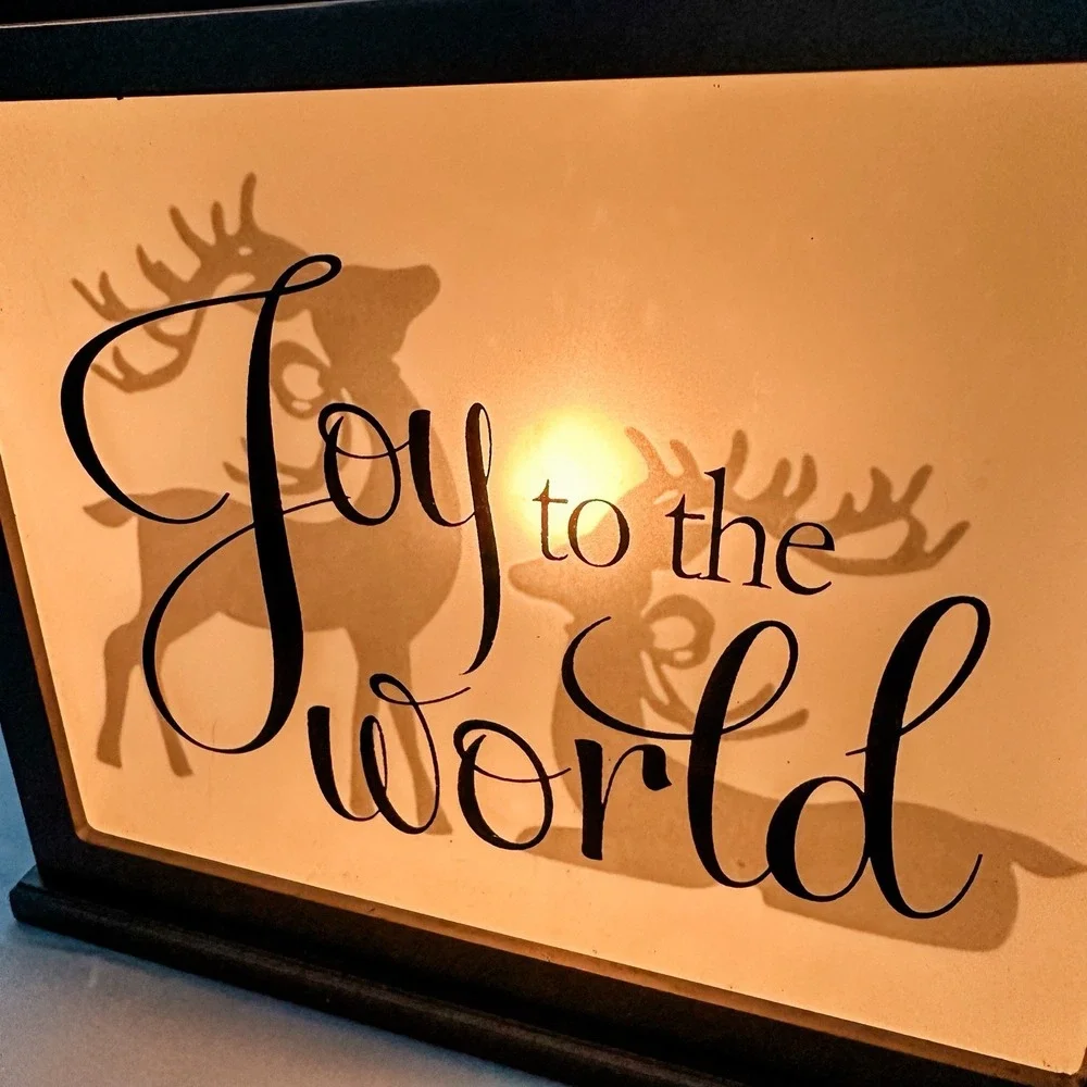 Christmas‎ Light Lamp Joy To The World Night Light Shadow Box Reindeer 10